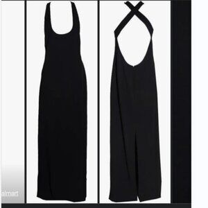 Calvin Klein Open Cross-Back Gown Black Size 6